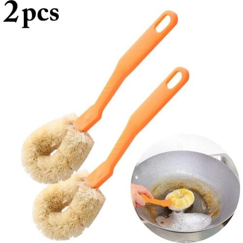 2PCS Dish Brush Long Handle Pot Washing Brushes Non-stick Oil Pan Brush Kitchen Cleaning Brush Kitchen Cleaning Tool
