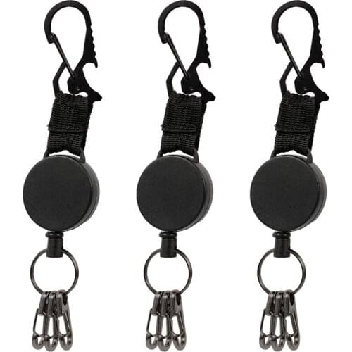 3 Pack Retractable Key Chain, Badge Holder with Carabiner, Retractable Badge Reel with Steel Wire