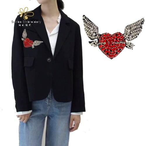 Bead Arrow Love Heart Wing Patches Sew on Clothing Bags Shoes Decorative Badges 5 pieces