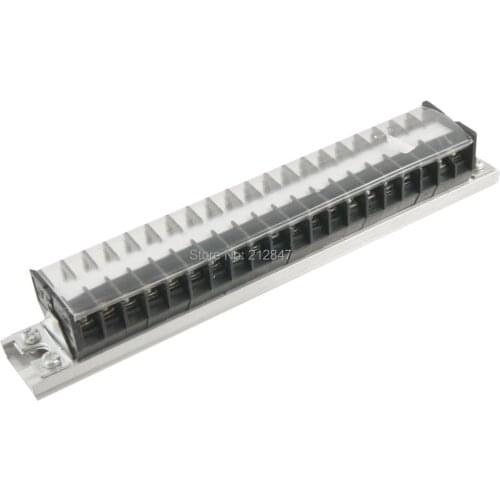 660V 15A Aluminum DIN Rail Base 20 Position Screw Terminal Barrier Strip