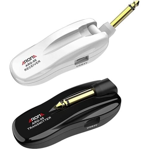 AROMA 5.8GHz Wireless Guitar System Wireless Audio Electric Guitar Transmitter Receiver 4 Channels Battery Rechargeable