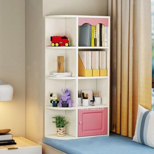 Four Layer Bookshelf Bookcase Simple Modern Living Room Bedroom Window Side Corner Storage Cabinet Wood Organize Storage Shelf