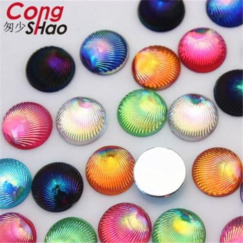 Cong Shao 200pcs 10mm AB Color Acrylic Round rhinestone crystals Flatback Beads Stone For DIY Crafts clothing Decoration CS571