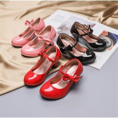 Childrens High Heeled Shoes 2020 Girls Princess Shoes Butterfly Festival Performance Shoes Leather Wedding Shoe