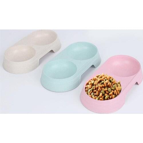 Double Pet Bowls Dog Food Water Feeder Pet Drinking Dish Feeder Cat Puppy Feeding Supplies Small Dog Accessories