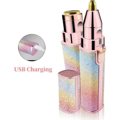 2 In 1 Electric Eyebrow Epilater Mini USB Rechargeable Face Lips Hair Removal Body Bikini Shavers for Women Lipstick Trimmer 45
