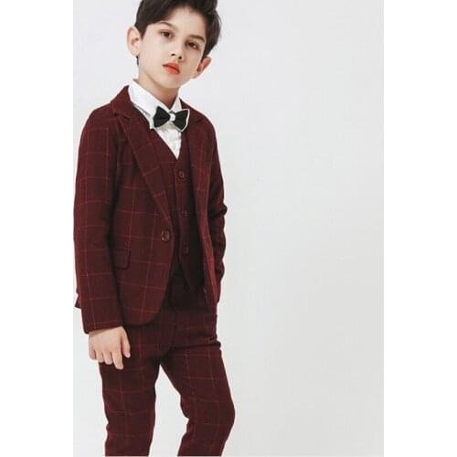 Formal Boys Formal Jacket Vest Pants 3PCS Wedding Suit Children Party Clothes Kids School Costume Gentlemen Teenager Tuxedos Set