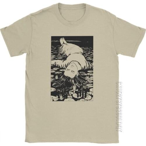 Dying Young T-Shirts For Men Junji Ito Manga Horror Male Tshirt Funny Basic Tees Crew Neck 100% Cotton Tops Plus Size T Shirts