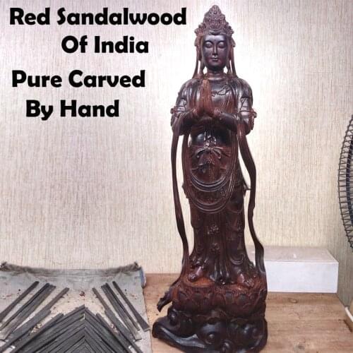Woodcraft Buddha Lobular Red Sandalwood of indian Statue whole handmade Figure Carving your design welcome