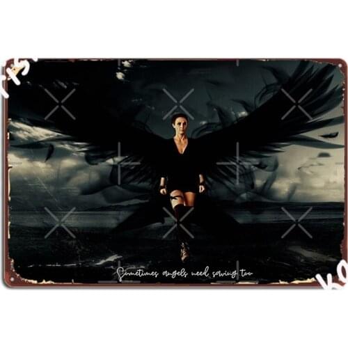 Sometimes Angel Need Saving Too Metal Plaque Poster Cinema Living Room Painting Décor Mural Classic Tin Sign Poster