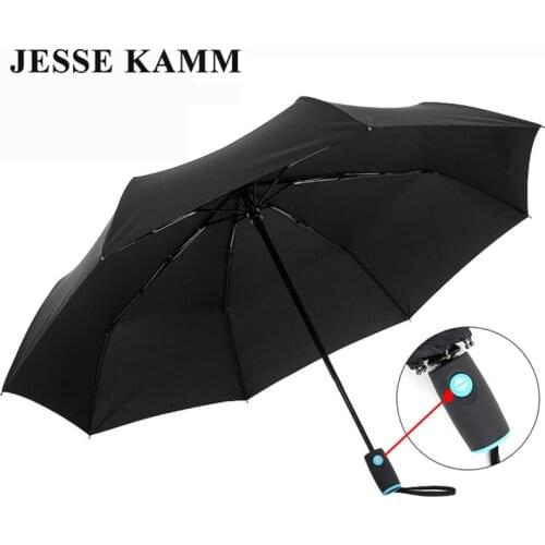 JESSEKAMM Fully automatic Strong Folding Compact Rain Ladies Umbrellas Windproof High Quality Spokes Pongee Canopy Gift Fashion