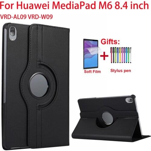 360 Degree Rotating Leather Case For Huawei MediaPad M6 8.4 2019 Cover For M6 8.4 inch Tablet Stand Case VRD-AL09 VRD-W09 Funda