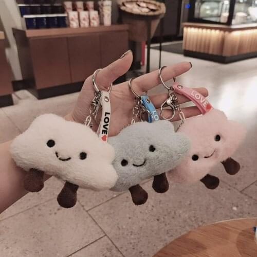 Creative Plush Smiling Little Cloud Girl Cartoon Cute Keychain Couple Student Backpack Pendant Car Key Chain Friend Gift