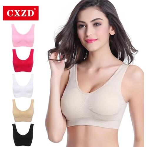 CXZD 2021 Hot Women Quick Dry Padded Sports Bra Wirefree Fitness Top Seamless Sport Brassiere Push Up Workout Running Underwear