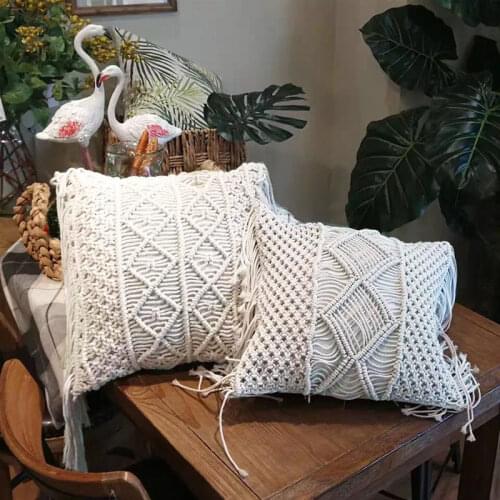 Macrame Hand-woven Cotton Thread Pillow Covers 100% Cotton Linen Geometry Bohemia Cushion Covers Home Decor 40*45cm
