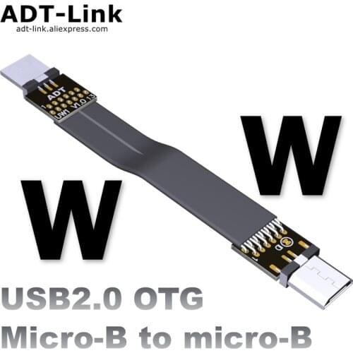 Micro USB To Micro USB 90 degree Adapter OTG Cable 5cm-100cm FPC Ribbon Flat USB Micro 2.0 OTG FPV Cable 3A