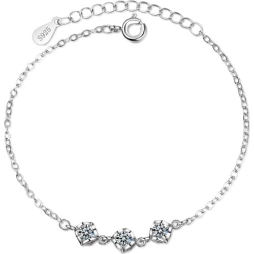 Fresh personality temperament fashion trend zircon creative solid geometry cube silver plated bracelets JO020