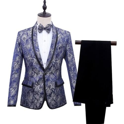 Men Suits Male Singer Stage Costume Slim Fit Suit DJ DS Performances Wedding Formal Dress Bar Host Stage Dance Outfit DT1484