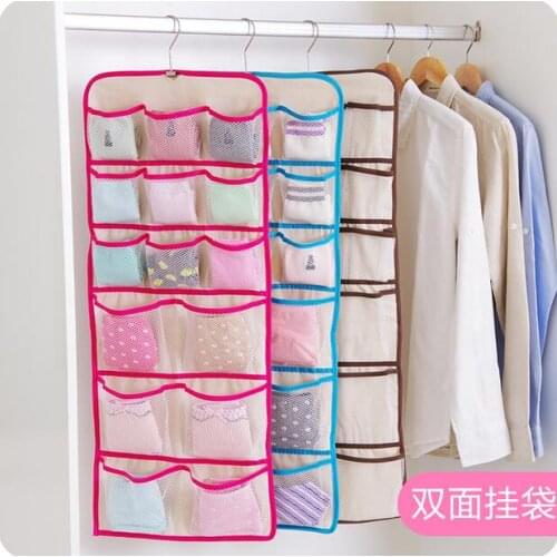 Wall Bra Underwear Socks Storage Organizer Wardrobe Double Faced Hanging Storage Bag Door
