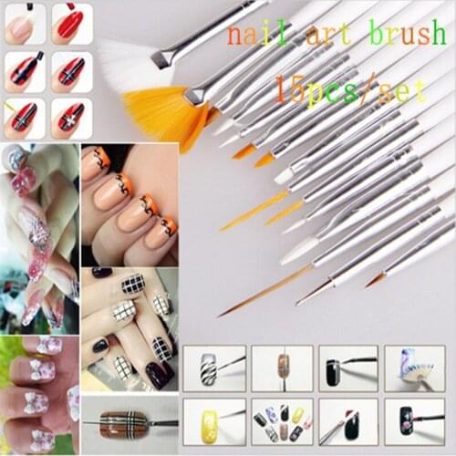 Brand New 15pcs Nail Tool Salon Design Nail Brush Dotting Painting Drawing Pen Nail Art Brush for UV Gel Polish Decoration Brush