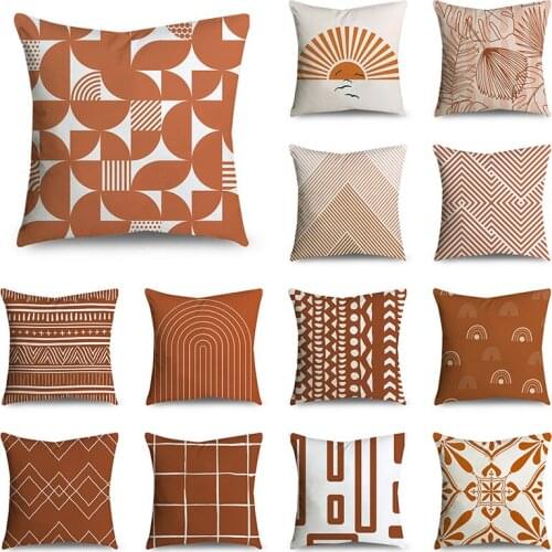 Orange Pattern Decorative Cushion Cover Floral Pillow Case 45cmx45cm Peach Skin Car Sofa Decor Pillowcase Home Decoration