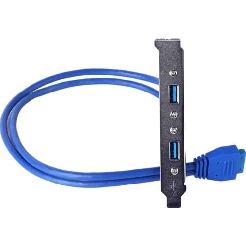 Full Size Bracket Motherboard 20pin to 2 Ports USB 3.0 Female Back Panel Header Connector Cable Adapter With PCI Slot Plate Tool