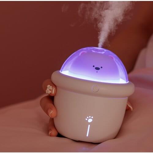 Lovely Space Bear Air Humidifier USB Ultrasonic Cool Mist Maker Fogger with LED Light 200ml Mini Car USB Water Aroma Diffuser