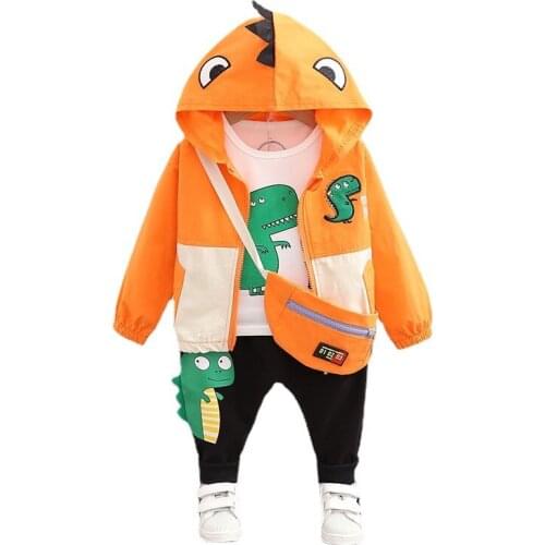Spring Kids Cotton Clothes Baby Girls Boys Cartoon Hoodie T Shirt Pants Bag 3pcs/Sets Autumn Fashion Children Casual Sportswear