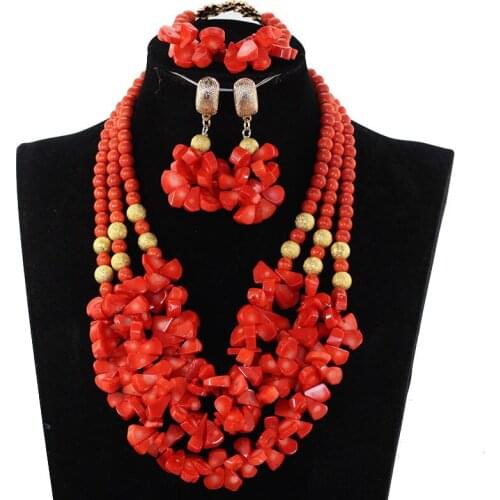 Amazing New African Coral Beads Wedding Jewelry Set Coral Bib Pendant Bridal Jewelry Set New Set Free Shipping CNR356