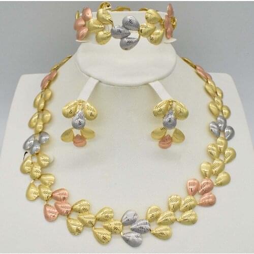 TOP quality african beads jewelry set dubai gold necklace set for women fashions earrings bracelet wedding jewelry