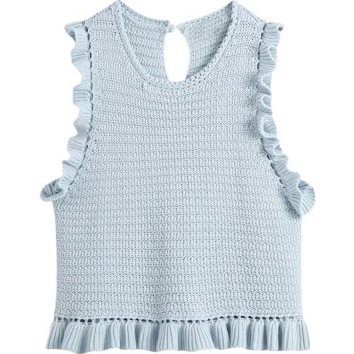 JC·KILIG 2021 Womens Crochet Knit Blouse Womens Summer Round Collar B1427