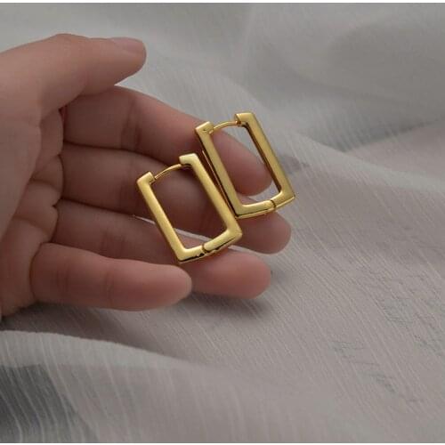 Geometric Earrings Vintage Rectangular Gold Color Stud Earrings for women Metal Fashion Statement Earring 2021 Trend Jewelry