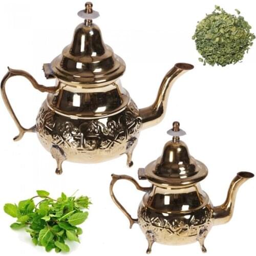 Golden Teapot Engraved - Arab Design - 4 Sizes - With / Without Paws