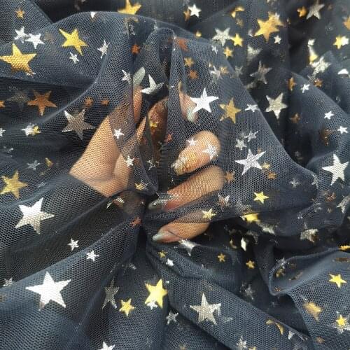 1M Gold Star Tulle Confetti Glitter Mesh Material DIY Tutu Skirts Poms Laser Craft Birthday Wedding Baby Shower Party Supply