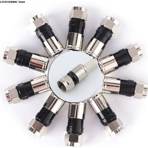10pcs F-Type RG6 Compression Connectors 2.7cm Snap Seal Plug Connectors 75-5 F Connector Screw On Type For RG6 TV Antenna
