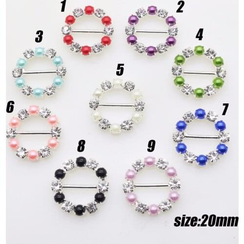 10pcs/pack 20mm (Can mix) pearl crystal buckles wedding invitations decoration Ribbon slider DIY hair ornament beauty accessorie