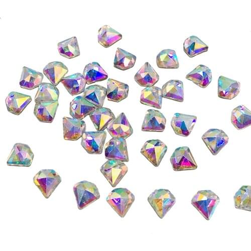 30pcs Diamond Shape 5mm Crystal AB Flat Back Fancy Nail Art Crystal Rhinestones For Wedding Personality Design Beads