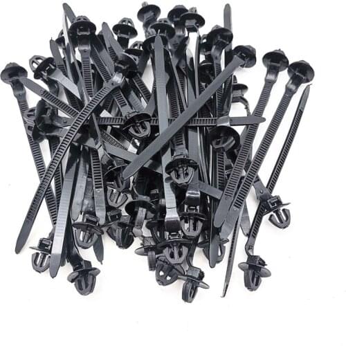 50pcs/lot Nylon Cable Tie Fastener Clips Car Loom Hose Clamp Fastening Zip Strap Kit