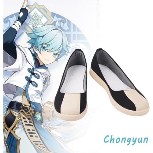 Game Anime Genshin Impact Chongyun Cosplay Shoes Dress Up Halloween Chongyun men Shoes Boots ganyu Cosplay Costume Accessories