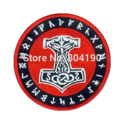 3" THORS HAMMER MJOLNIR PATCH MOVIE BIKER SKINHEAD ODINIST THOR ISD LOKI VIKING ODIN MC BIKER VEST PATCH BACK OF JACKET APPLIQUE