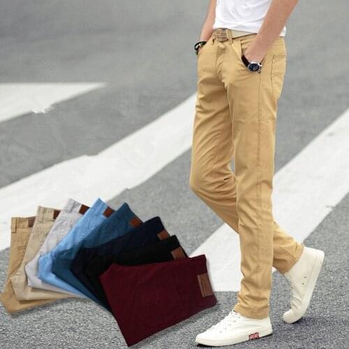 Spring Autumn New Casual Pants Men Cotton Slim Fit Chinos Fashion Trousers Male Brand Clothing 9 Colors Plus Size