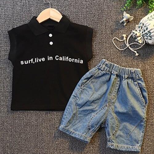 California Toddler Kids Casual Outfit Baby Boys Clothes Set Children Suit Letter Shirt Top+Shorts Boys Summer Clothing 2pcs 1-6T