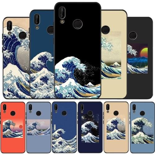 Kanagawa black Phone Case for huawei P40 P30 P20 P10 Pro P9 Lite nova 4E 6SE Psmart 2 2019 Y6 9 Prime cover
