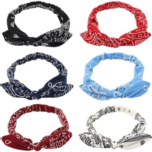 New Fashion Printing Rabbit Ears Knotted Elastic Hair Band 6-color Elastic Headband Steel Wire Fixed Female Hair Accessories