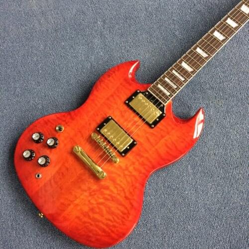 Rosewood fingerboard electric guitar,Left handed Gold hardware, Cherry burst color, Solid mahogany body , Free shipping