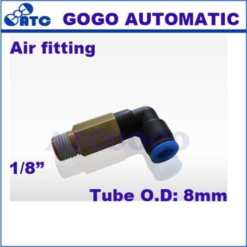 GOGO 10pcs a lot L type 8mm 1/8 inch threaded elbow pu hose connector 90 degree PLL 08-01 nylon pipe joint pneumatic air fitting