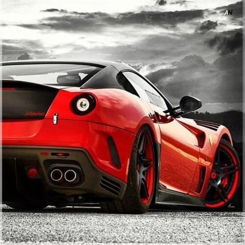 Racing Car Landscape Printed Canvas 11CT Cross Stitch Set Embroidery DMC Threads Sewing Knitting Hobby Handicraft Decor