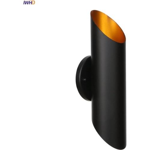IWHD Black Metal LED Wall Light Bedroom Bathroom Mirror Stair Porch Wandlamp Nordic Modern Wall Lamp Sconce Aplique De Pared