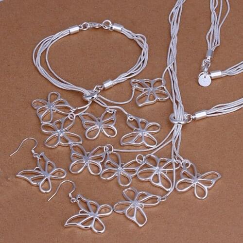 Sets sterling-silver-jewelry Sets Silver Trendy Jewelry Sets Butterflys Jewelry Wholesale Free Shipping szuy LS012