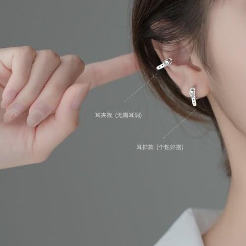 Small 1pair (No pierced) Small Real. 925 Sterling Silver Jewelry Buckle Clip On cuff Earrings Piercing C-G8536